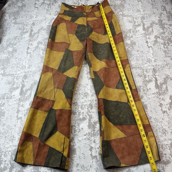 VTG Patchwork Plaid Wide Leg Bell Bottom Pants Groovy Hippy Retro *READ* - Picture 10 of 16